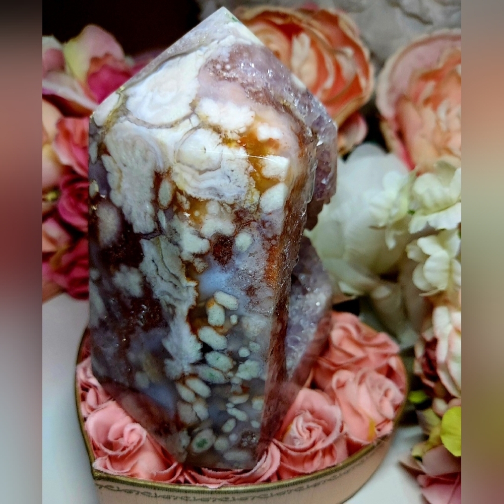 Huge Pink Amethyst Sakura Flower Agate Tower - Picture 11 of 16